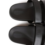 Hermes Chypre Sandals Black Calfskin 38