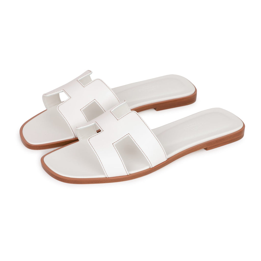White hermes flip flops Clearance