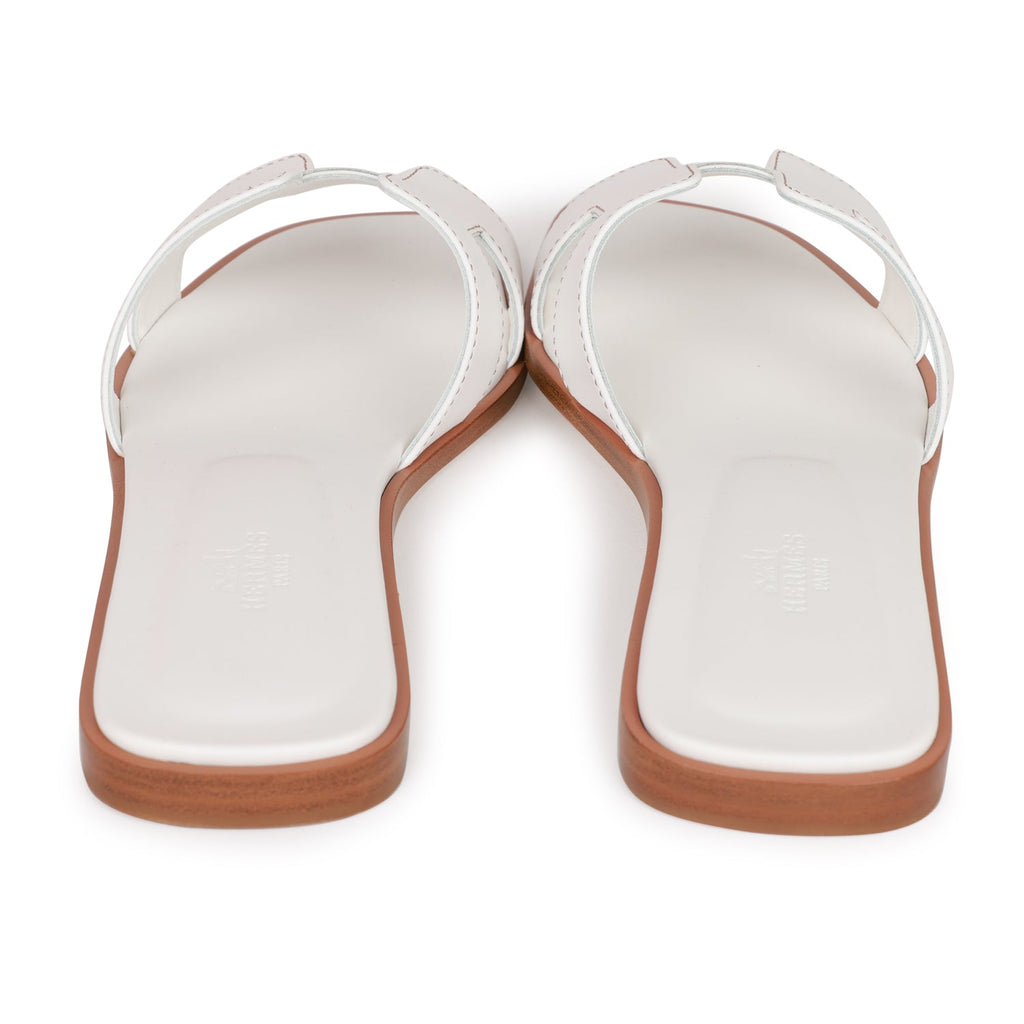 Hermes Oran Sandals White Box Calfskin 38