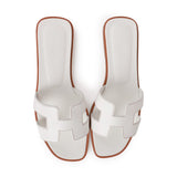 Hermes Oran Sandals White Box Calfskin 38