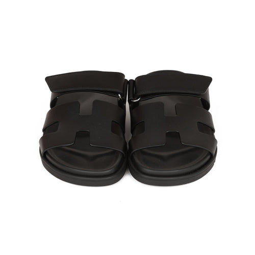 Hermes Chypre Sandals Black Calfskin 37