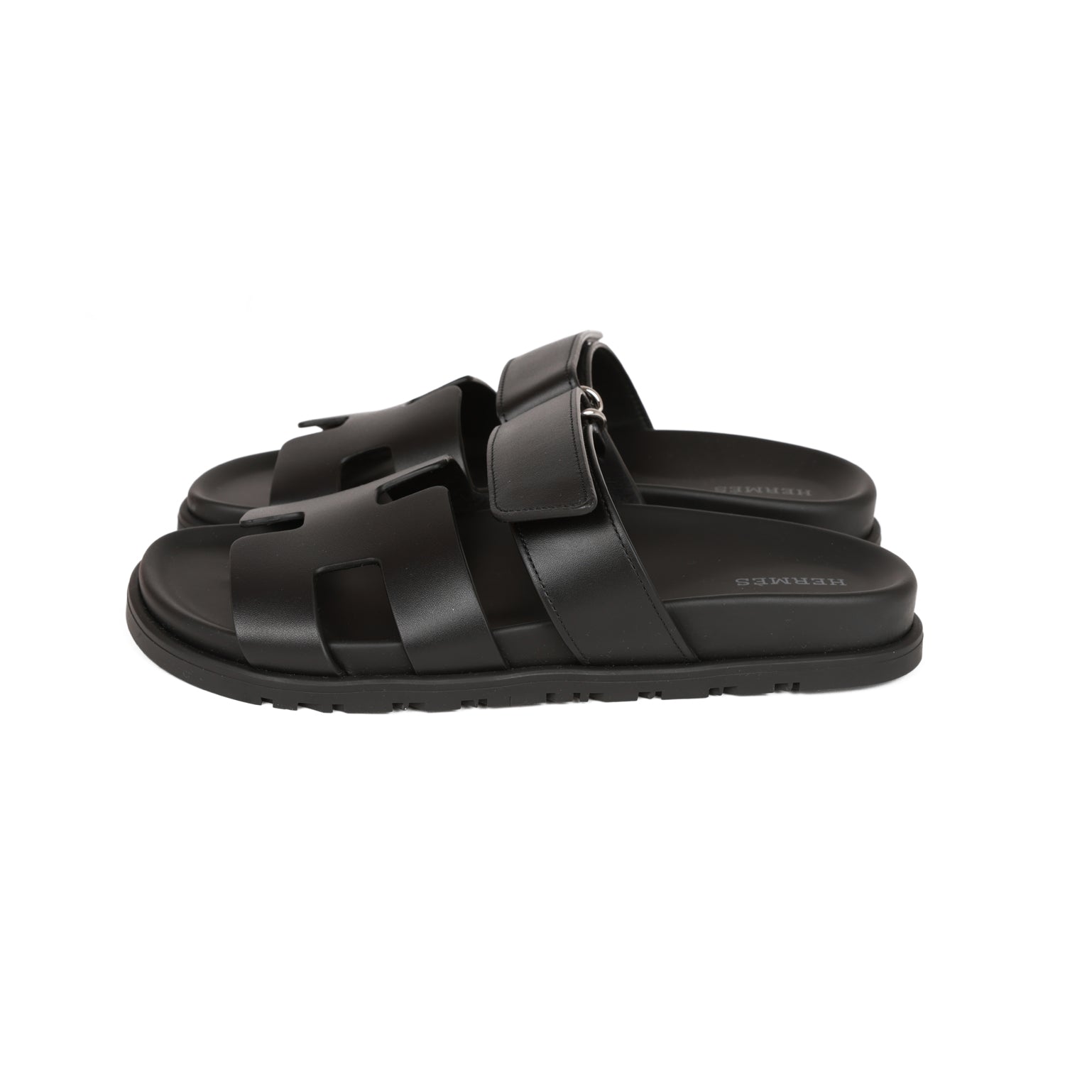 Hermes Chypre Sandals Black Calfskin 37 – Madison Avenue Couture