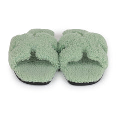 Hermes Oran Sandals Vert D'eau Woolskin EU 41