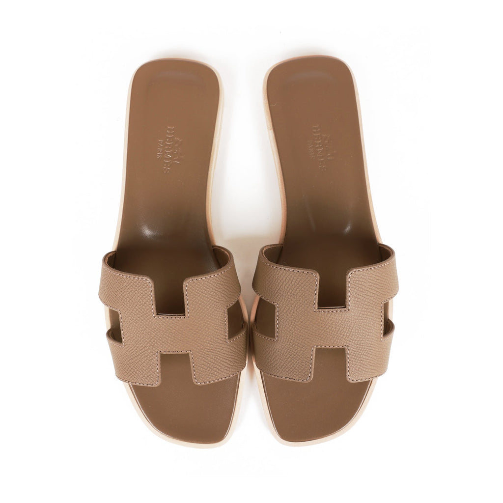 Hermes Oran Sandals Etoupe Epsom 37 – Madison Avenue Couture