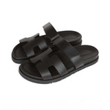 Hermes Chypre Sandals Black Calfskin 38