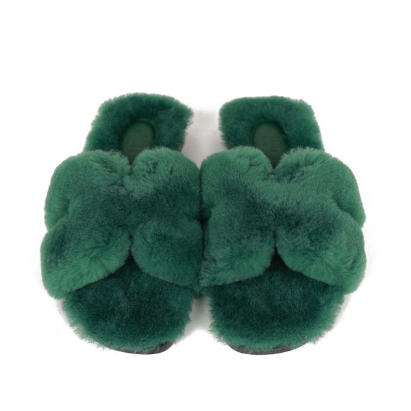 ORAN SHEARLING SANDALS LAWN GREEN