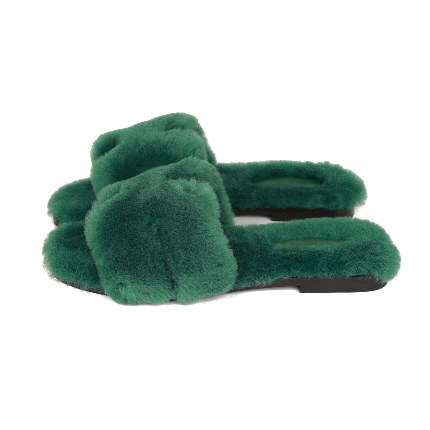 0RAN SHEARLING SANDALS PASTEL GREEN