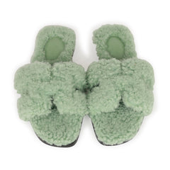 Hermes Oran Sandals Vert D'eau Woolskin 35 EU