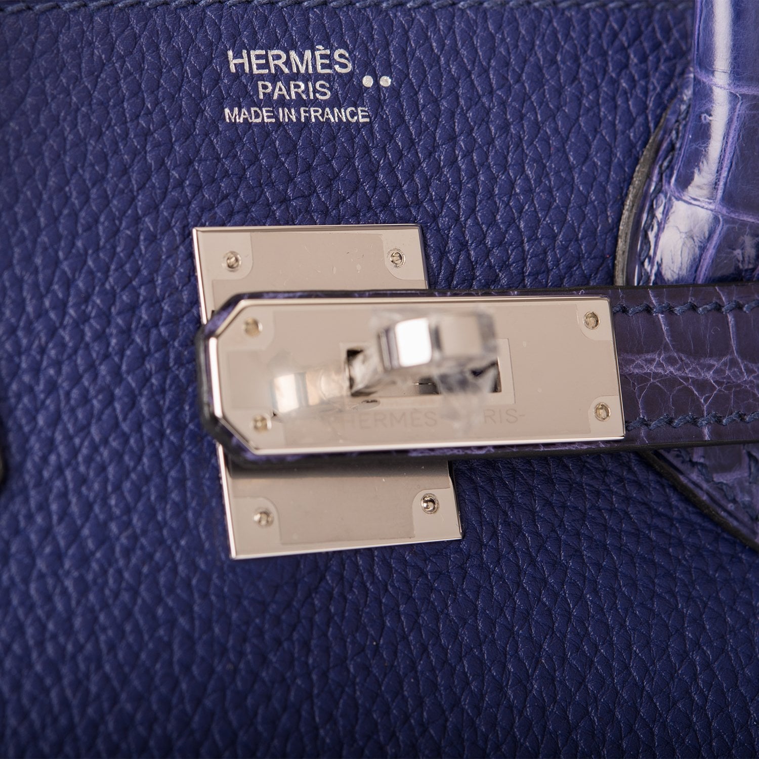 Hermes Bleu Encre Shiny Niloticus Crocodile/Togo Birkin Touch 30cm ...