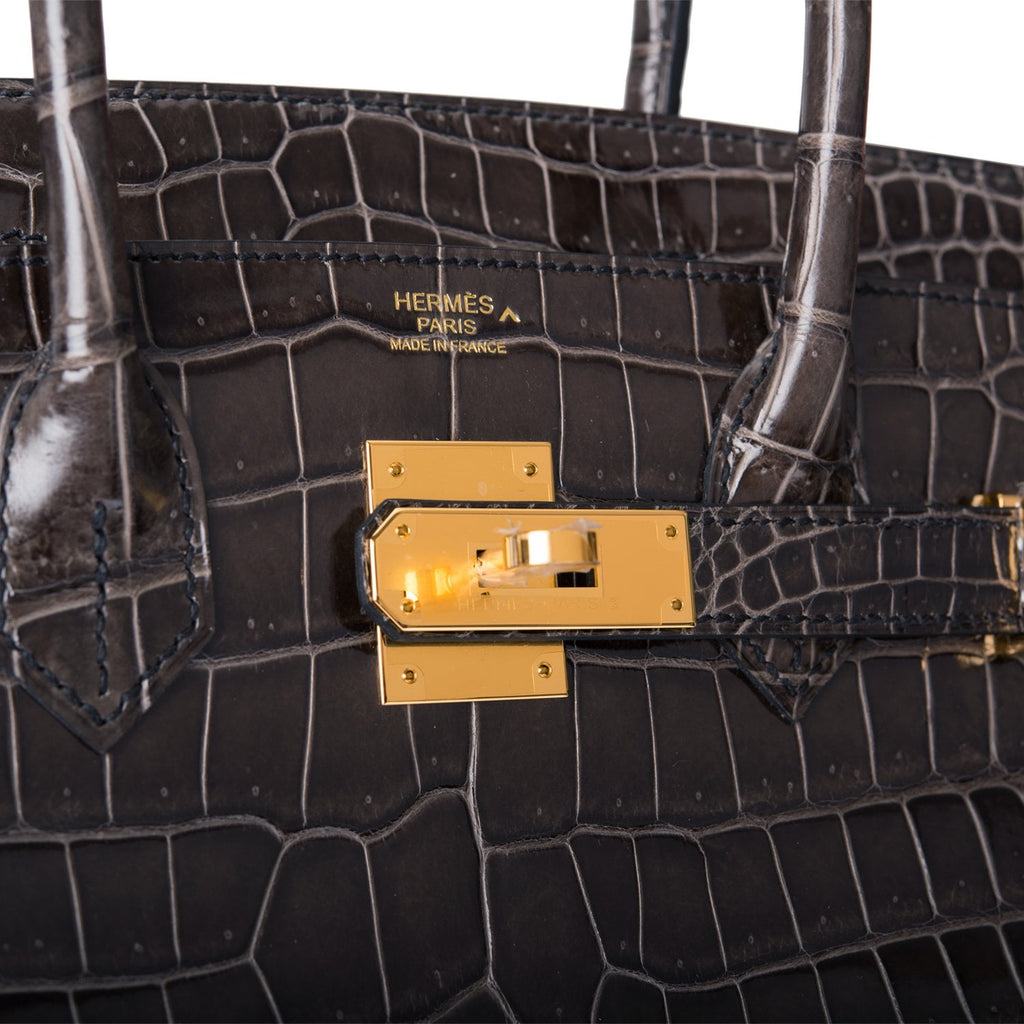Hermès Birkin 30 Bordeaux Porosus Crocodile Gold Hardware