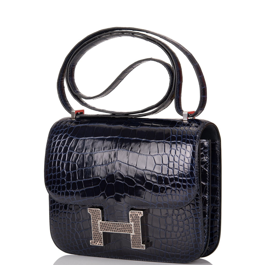 Hermès Mini Roulis 18 Touch Lizard Ombre Bleu Marine & Alligator