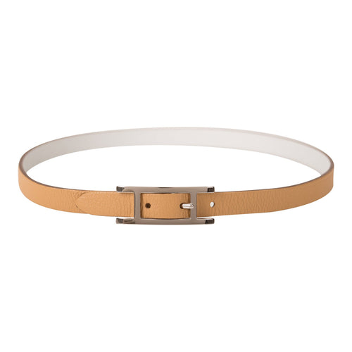 Hermes Beige/White Leather Behapi Double Tour Bracelet Small (Preloved - Mint)
