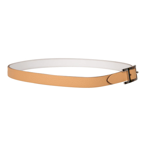 Hermes Beige/White Leather Behapi Double Tour Bracelet Small (Preloved - Mint)
