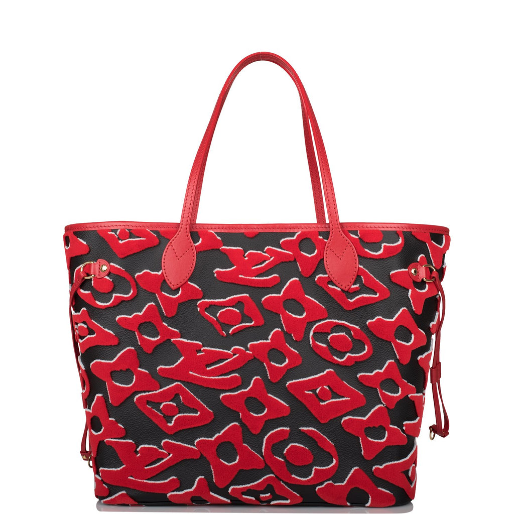 Louis Vuitton x UF Tufted Monogram Neverfull mm in Black and Red Tote
