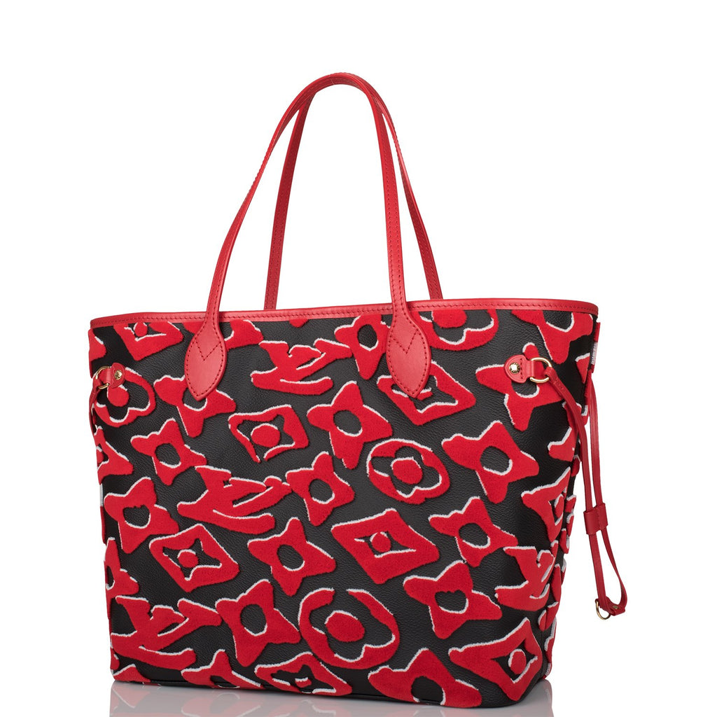 Louis Vuitton x UF Neverfull MM Red in Tufted Canvas with Gold