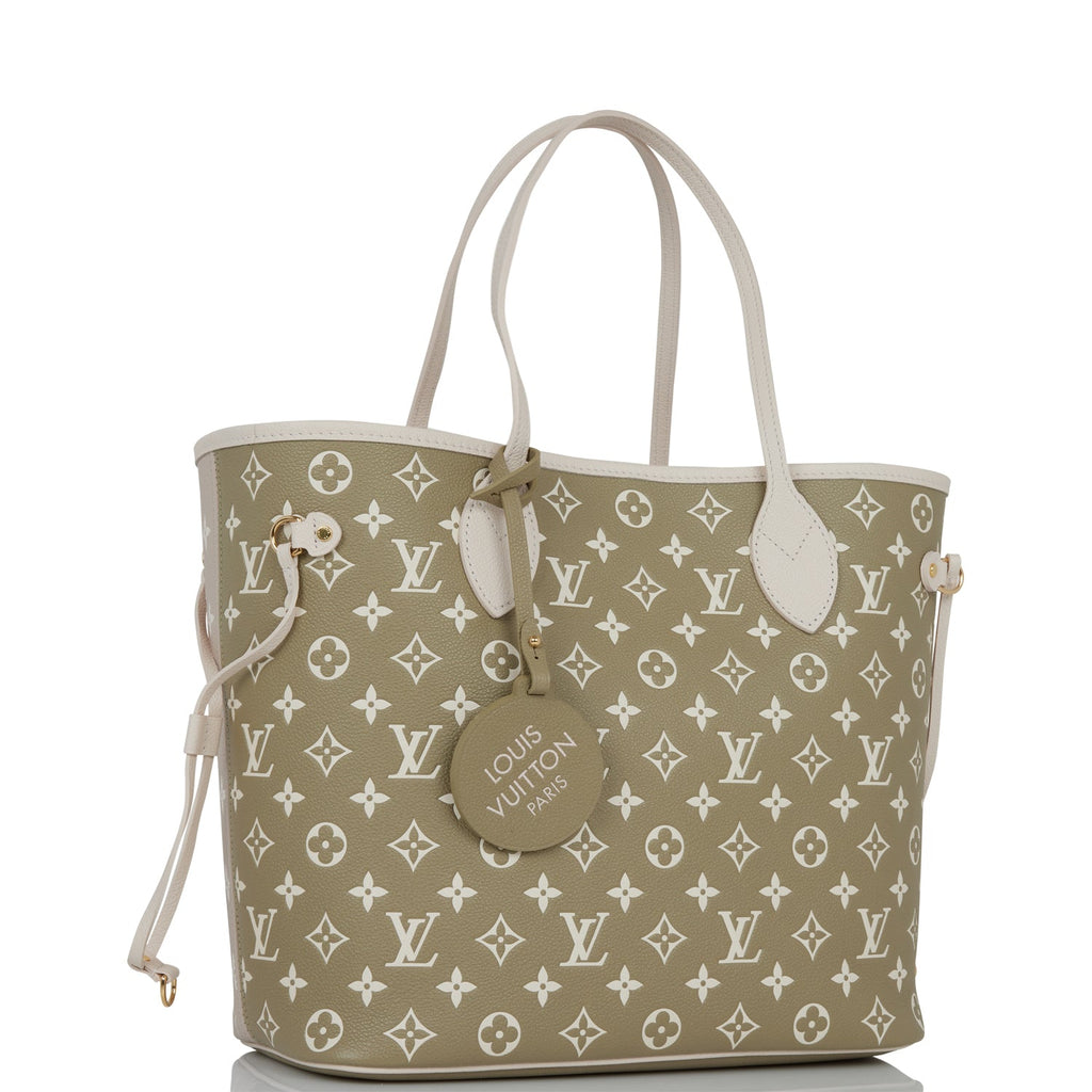 Louis Vuitton Neverfull MM with Pouch, Empreinte Leather Khaki and