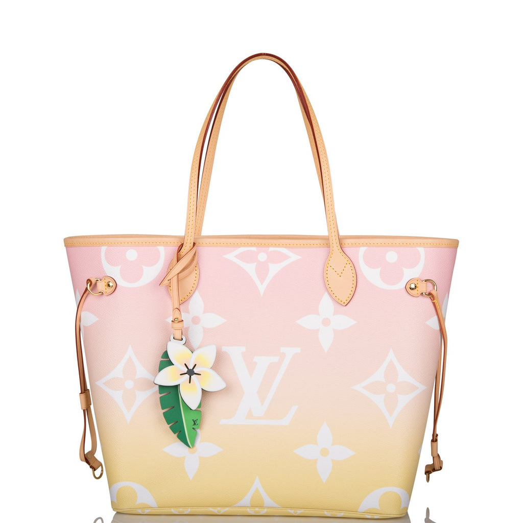 Louis Vuitton Pink x Yellow Monogram By the Pool Neverfull MM Tote Bag  938lvs415