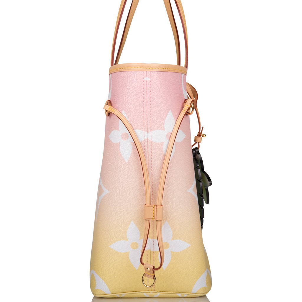 Louis Vuitton Pink x Yellow Monogram By the Pool Neverfull MM Tote Bag  938lvs415