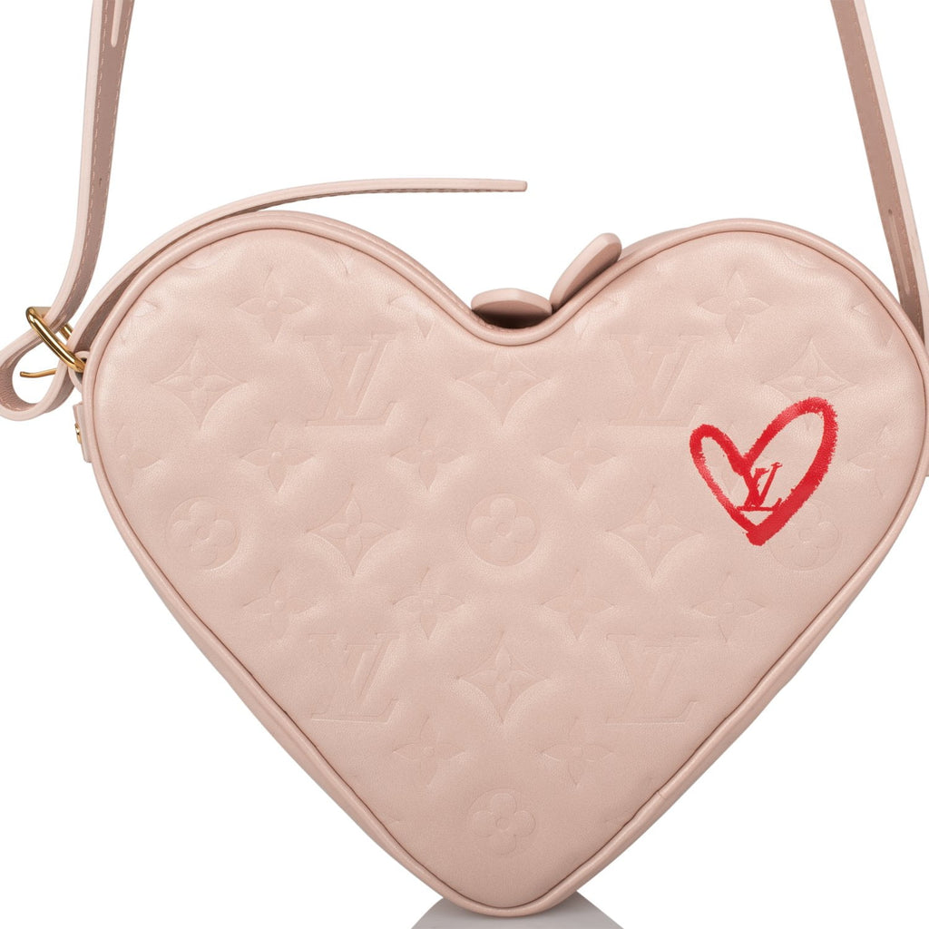 LOUIS VUITTON Monogram Embossed Leather In Love Sac Coeur Light Pink Heart  Bag