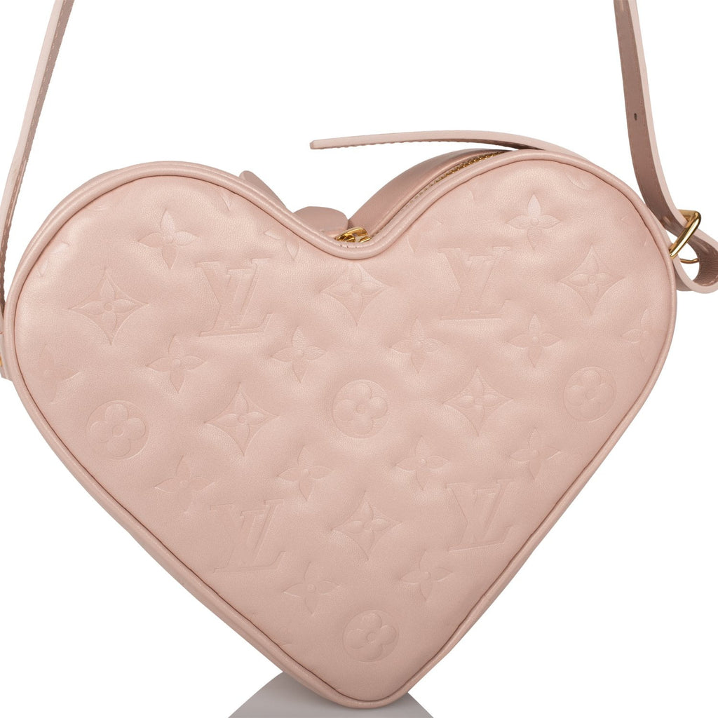 Louis Vuitton Light Pink Lambskin Embossed Fall In Love Heart Bag