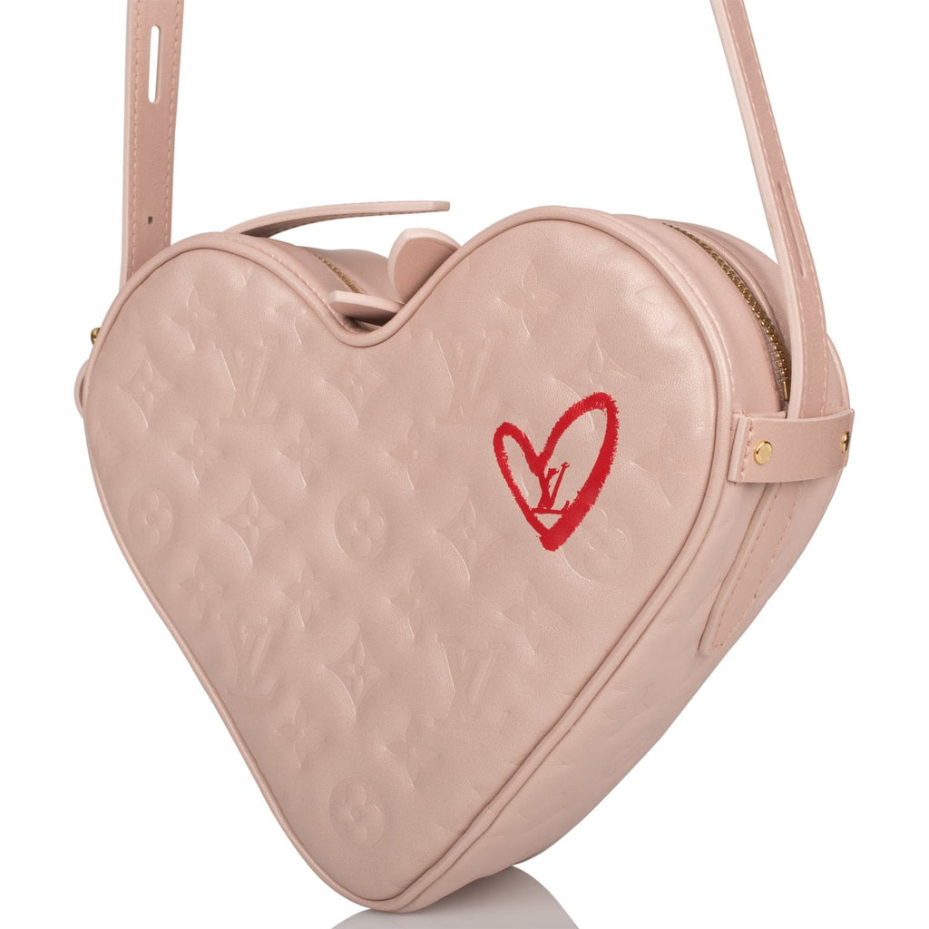 Louis Vuitton Light Pink Lambskin Embossed Fall In Love Heart Bag