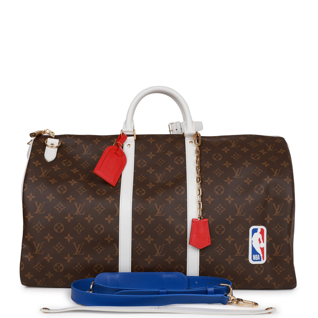 Louis Vuitton x NBA Keepall 55 Bandouliere Blue in Coated Canvas/Leather  with Gold-tone - US