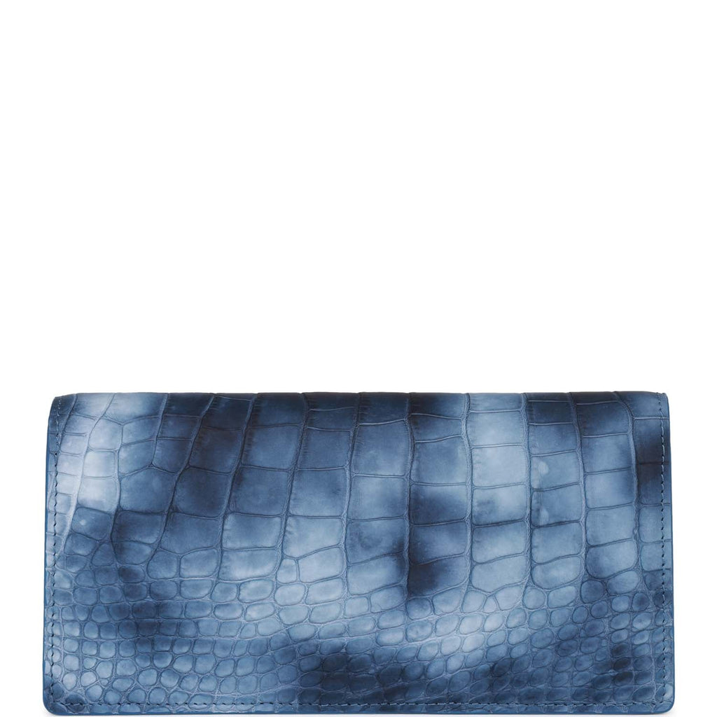 Louis Vuitton Brazza Wallet Multi Blue Matte Alligator Silver