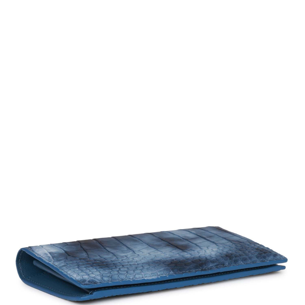 Louis Vuitton Brazza Wallet Multi Blue Matte Alligator Silver