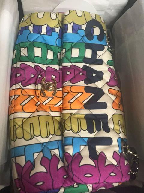 Chanel Multicolor Rainbow Quilted Textile Medium Classic Flap Bag LGHW