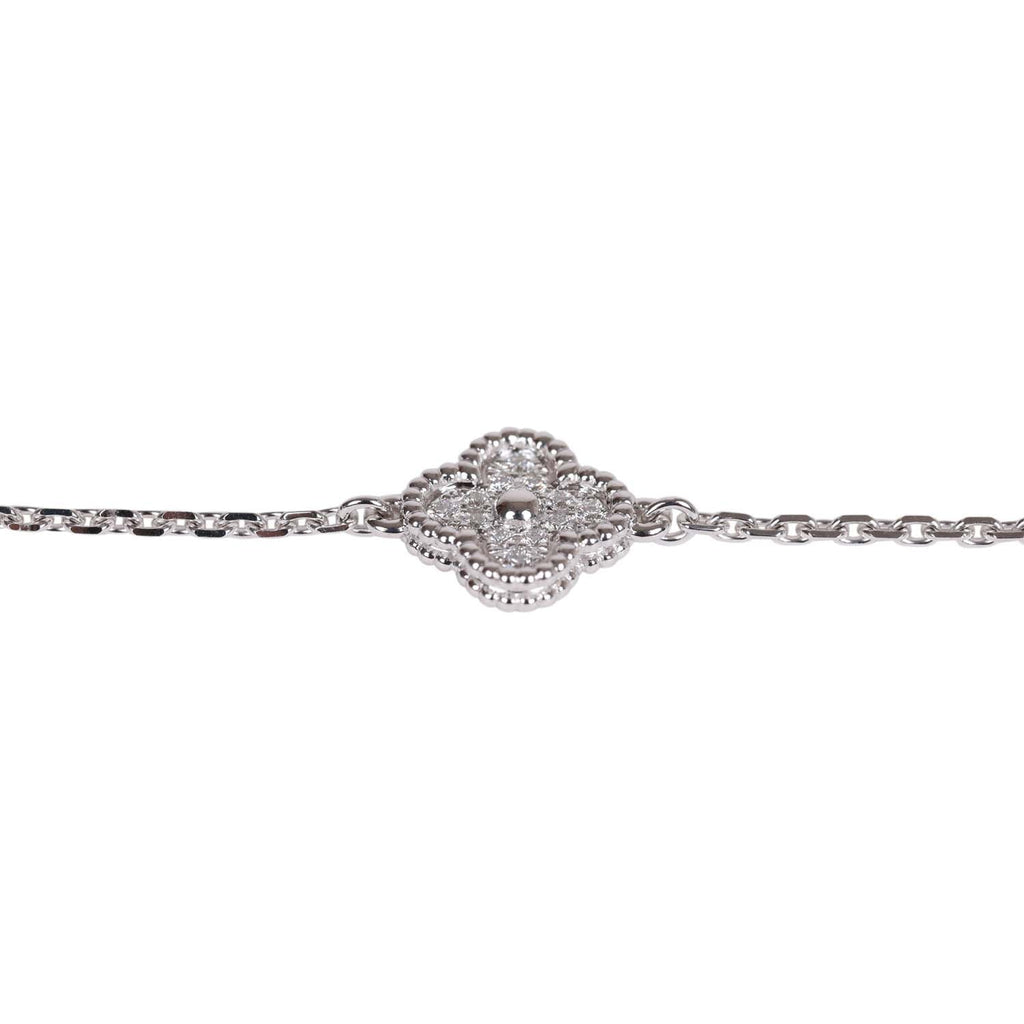 Van Cleef & Arpels 18k White Gold Vintage Alhambra Diamond Bracelet