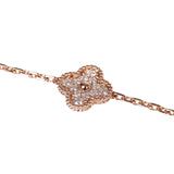 Van Cleef & Arpels Vintage Alhambra 18k Rose Gold 5 Motif Mother of Pearl and Diamond Bracelet