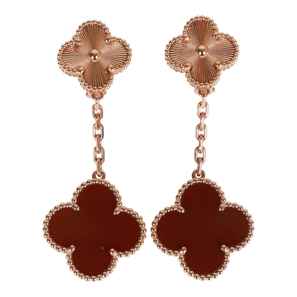 Van Cleef Arpels Vintage Alhambra 18k Rose Gold and Carnelian Moti