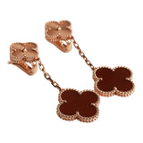 Van Cleef & Arpels Vintage Alhambra 18k Rose Gold and Carnelian 2 Motif Earrings