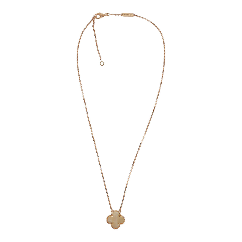 Van Cleef & Arpels Limited Edition Vintage Alhambra 18k Gold and Mother of Pearl Princess Grace Pendant Necklace
