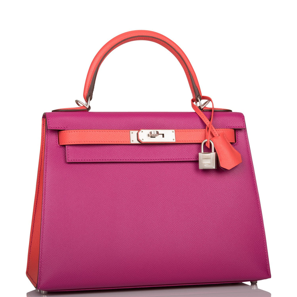 Hermes Kelly Handbag Rose Extreme Epsom With Palladium Hardware 28 Auction